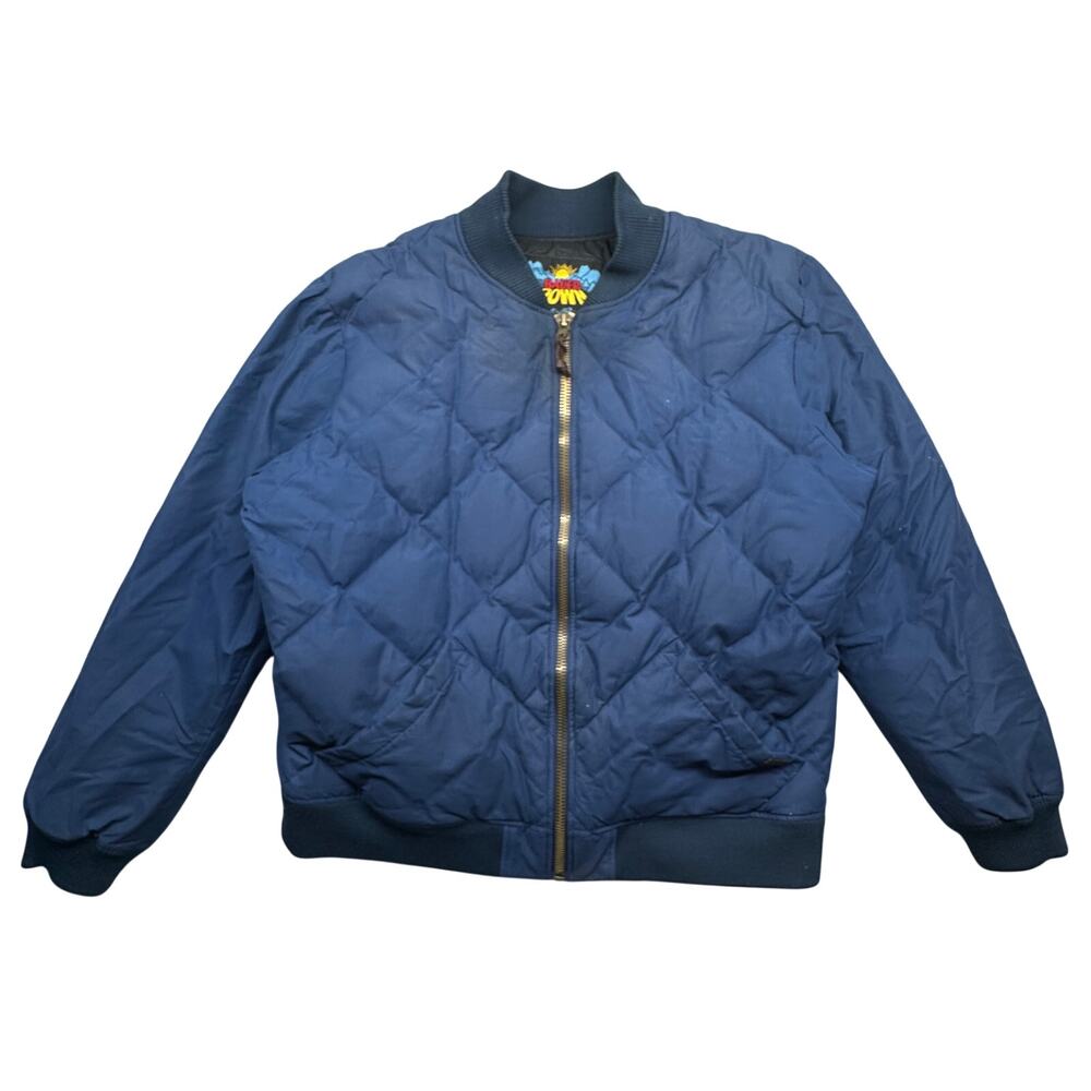 Eddie Bauer 1936 Skyliner Model Quilted Down Bomber Jacket Navy Blue Mens XL Zip